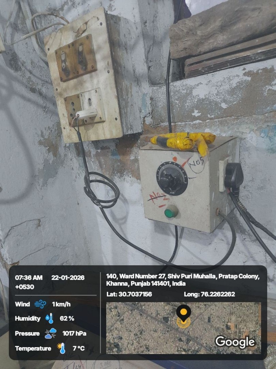 Electric connection to regulate supply through regulators to heaters  upto 100 degree celcius