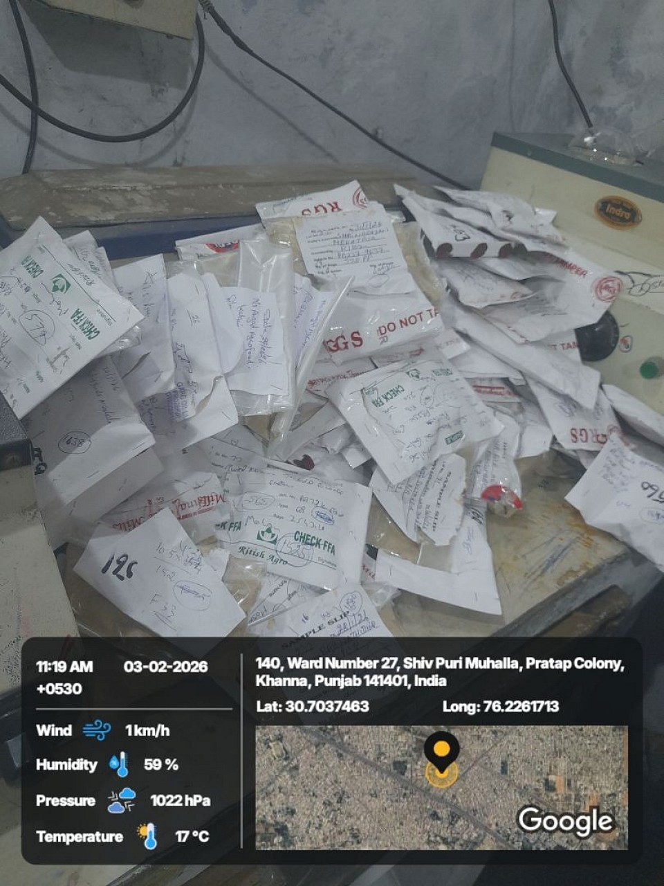 Samples of rice bran.., rice shellers sealed samples